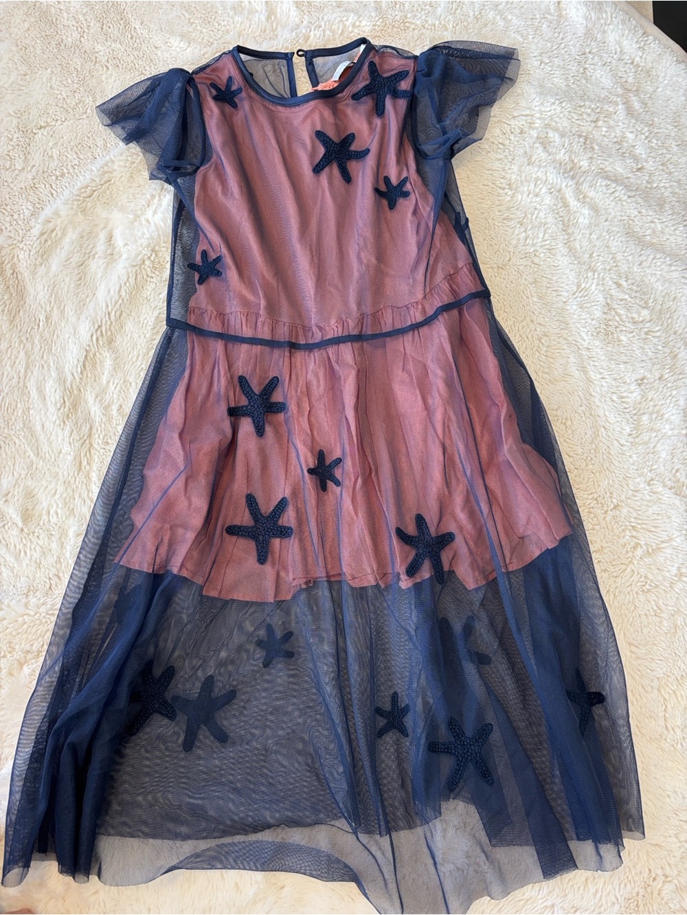 Stella McCartney Navy and Pink Starfish Tulle Dress for Kids